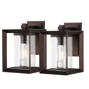 Vaughn Iron/glass Modern Rustic Cube Led Outdoor Lantern (set Of 2) Jonathan Y Designs