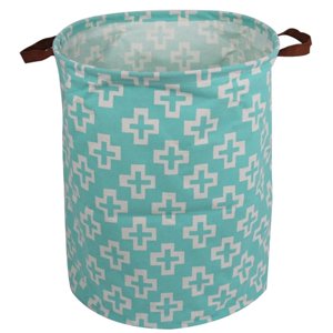 Jumbo Collapsible Canvas Laundry Hamper, Round, Blue Cross Howarmer