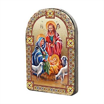 G.Debrekht Holy Family Wooden Gold Plated Religious Christian Sacred Icon Inspirational Icon Decor - 86050 G.DeBrekht