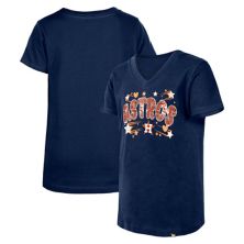 Молодежная футболка New Era для девочек Houston Astros с v-образным вырезом и пайетками New Era