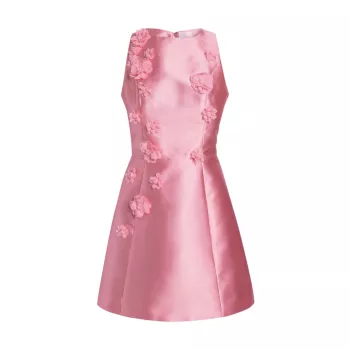 Aveline Satin Floral Appliqué Minidress As It May