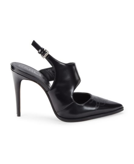 Кожаные туфли с ремешком на пятке с логотипом Karl Lagerfeld Paris