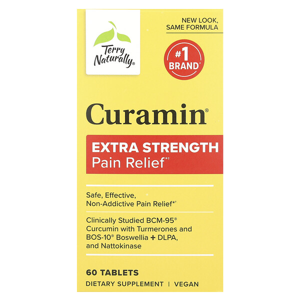 Curamin, Обезболивающее, повышенная сила, 60 таблеток Terry Naturally