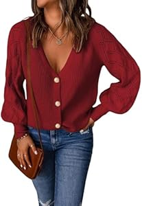 Astylish Women Long Sleeve Open Front Knit Button Down Cardigan Sweaters Astylish