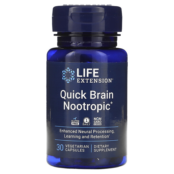 Quick Brain Nootropic, 30 вегетарианских капсул Life Extension