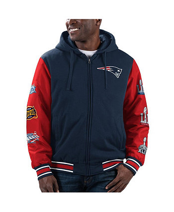Мужская темно-красная куртка с капюшоном New England Patriots Player Option с молнией во всю длину G-III Sports