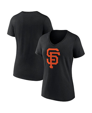 Черная женская футболка с v-образным вырезом и официальным логотипом San Francisco Giants Core Fanatics