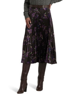 Плиссированная атласная юбка-шармез с цветочным принтом LAUREN Ralph Lauren