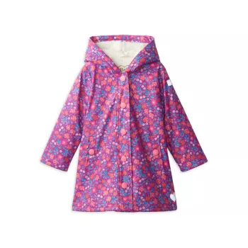 Маленькая девочка и усилитель; Куртка с цветочным узором на подкладке из шерпы и дикими цветами для девочек Hatley