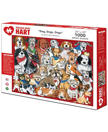 Dogs 24" x 30" By Sherri Buck Baldwin Set, 1000 Pieces Hart Puzzles