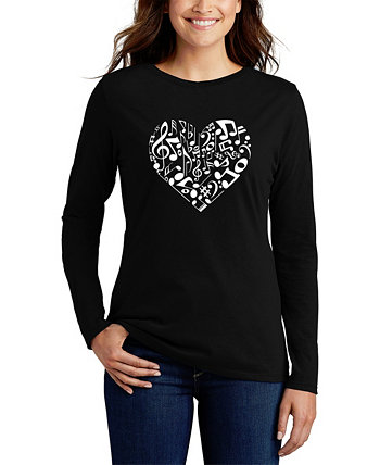Женская футболка с надписью Art Heart Notes и длинными рукавами LA Pop Art