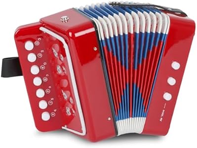 Kids Accordion 10 keys Button Accordian Musical Instrument Mini Accordion for Beginners (Black) AIMEIS