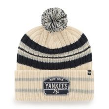 Men's '47 Natural New York Yankees Home Patch Cuffed Knit Hat with Pom Unbranded