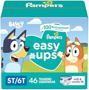 Подгузники-трусики Easy Ups для мальчиков и девочек, мотив Bluey - Размер 5T-6T, 84 шт (месячная упаковка) Pampers