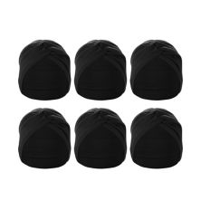 6pcs Yoga Elastic Headbands Knotted Head Wraps 6.89inch Wide Black for Women Unique Bargains