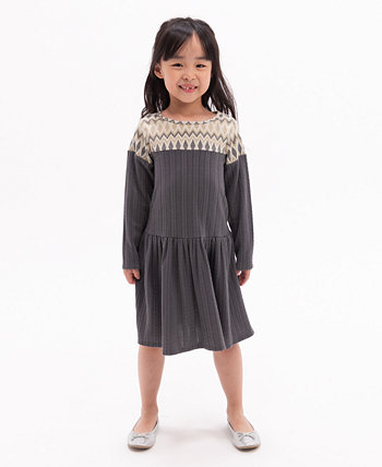Little Girls Long Sleeve Rib Knit Dress Rare Editions