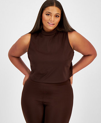 Trendy Plus Size Mock-Neck Cropped Top, Created for Macy's Bar III