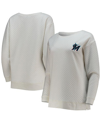 Женская бело-кремовая стеганая толстовка-пуловер Miami Marlins Concepts Sport