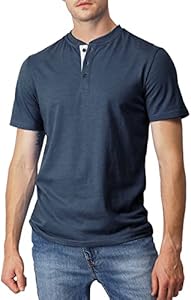 H2H Mens Casual Premium Slim Fit Henley T-Shirts Short Sleeve Lightweight H2H