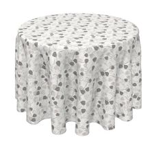 Round Tablecloth, 100% Polyester, 90&#34; Round, Outlined Abstract Leaves Fabric Textile Products