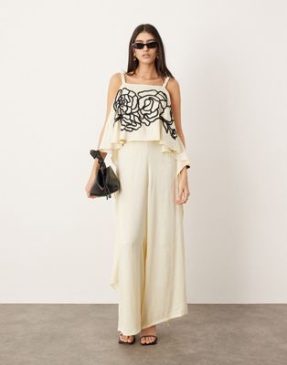 ASOS EDITION clean front wide leg pants in cream - part of a set ASOS EDITION