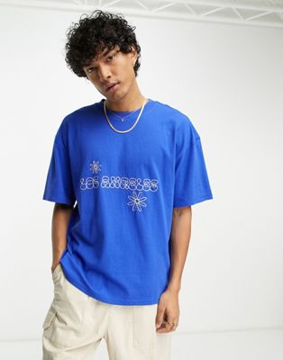 Синяя футболка с объемной строчкой PacSun PACSUN