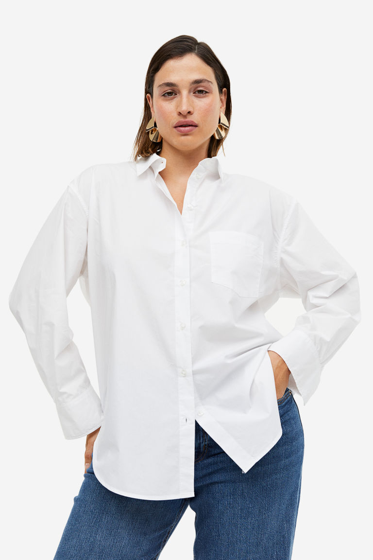 Женская Большая Рубашка из Поплина H&M H&M