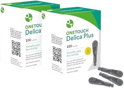 OneTouch Delica Plus Lancets for Diabetes Testing | Fine 30 Gauge Lancets for Blood Test | Diabetic Supplies for Blood Sugar Monitor | Lancets for Lancing Device, 180 Count OneTouch