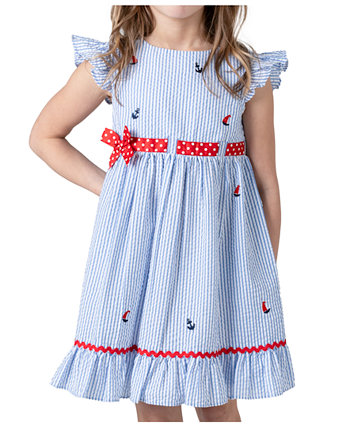 Платье из хлопчатобумажной ткани с морскими рукавами для маленьких девочек Rare Editions