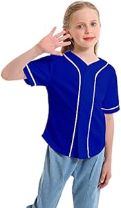 Mowbeat Boys Baseball Jersey Kids Short Sleeve Girls Hip Hop T Shirts Toddler Sport Button Down Jersey Shirt Mowbeat