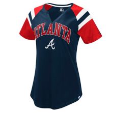 Женская футболка Starter темно-синяя/красная Atlanta Braves Game On Notch Neck Raglan Starter