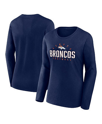 Женская темно-синяя футболка с длинным рукавом Denver Broncos Plus Size Fanatics