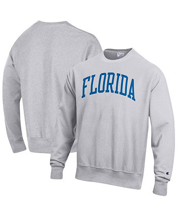 Мужская серая толстовка с принтом Florida Gators Arch Reverse Weave Pullover Sweatshirt Champion