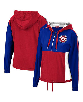 Женская королевская красная куртка-ветровка Chicago Cubs с молнией до половины Mitchell & Ness