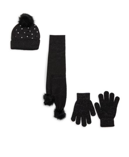 Шапка-бини, шарф и помпон из трех частей с аппликацией в виде звезд для девочек Набор перчаток Angel Face