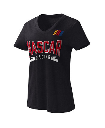 Женская черная футболка NASCAR Dream Team с v-образным вырезом G-III