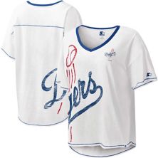 Женская стартовая белая футболка Los Angeles Dodgers Perfect Game с v-образным вырезом Starter