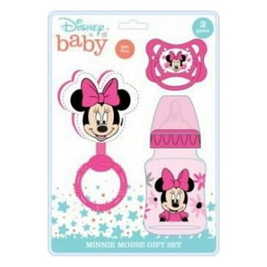 Minnie 3pc Baby Set on Card Rattle, Pacifier,Baby Bottle Disney