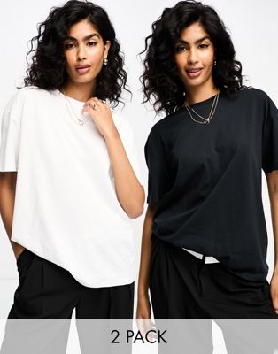 Оверсайз футболка ASOS DESIGN в черном и белом цветах, 2 шт, женская ASOS DESIGN