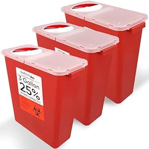 Oakridge Products Large Sharps Container for Home Use and Professional 3 Gallon (1-Pack) with Rotating lid, Biohazard Needle and Syringe Disposal, CDC Certified OAKRIDGE PRODUCTS