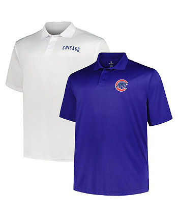 Мужской комплект из двух однотонных рубашек-поло Fanatics Royal, белый Chicago Cubs Big and Tall Profile