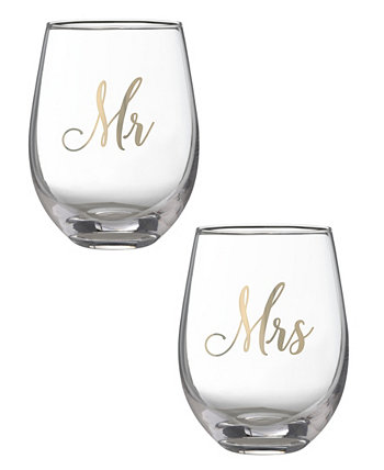 Набор бокалов для вина Mr and Mrs Stemless Lillian Rose
