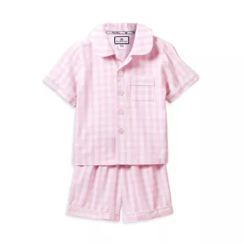 Little Girl's &amp; Girl's Gingham Pajama Shirt &amp; Shorts Set Petite Plume
