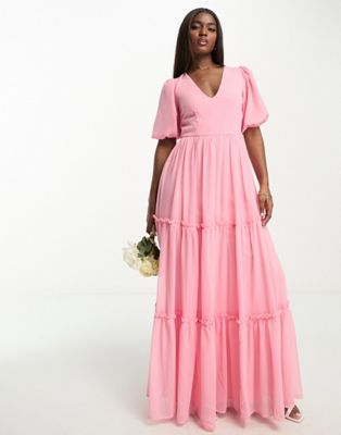 Ярко-розовое платье макси с завязками на спине Anaya Bridesmaid Anaya