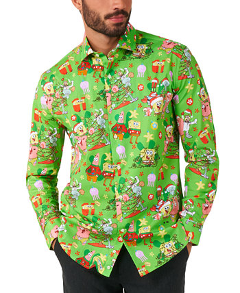 Мужская рубашка индивидуального покроя с праздничным принтом «Губка Боб Квадратные Штаны» OppoSuits