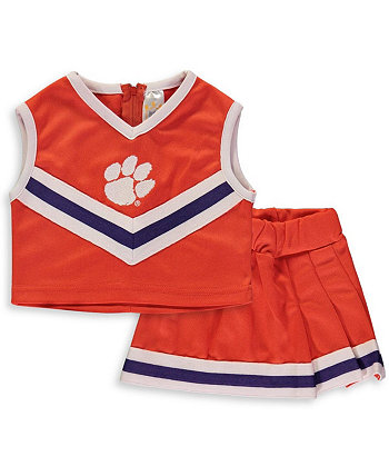 Комплект из двух предметов для девочек оранжевый Clemson Tigers Cheer Little King Apparel