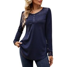 Women's Causal 3/4 Sleeve Tunic Tops V Neck Lace Crochet Blouse Pleated Peplum Flowy Shirts MISSKY