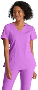 BARCO ONE – Women’s Racer Top, V-Neck Medical Scrub Top w/ 4 Pockets and 360 Spandex Stretch Fabric Barco