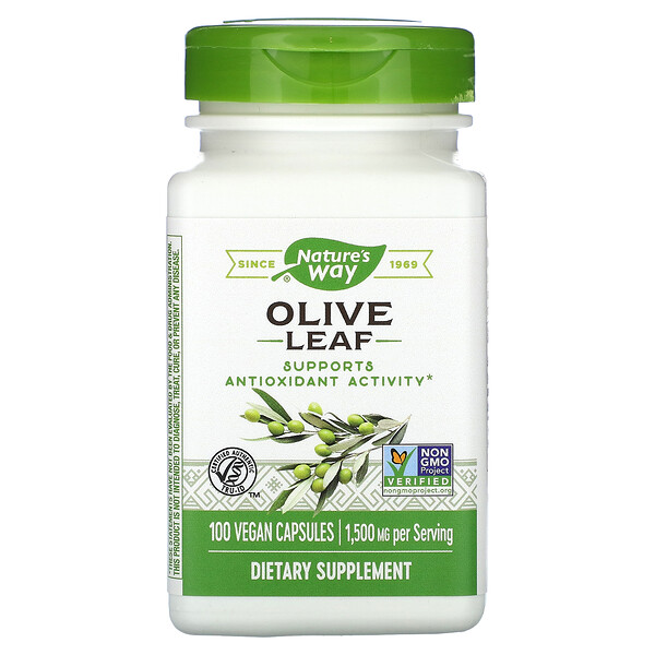 Оливковый лист, 1500 мг, 100 веганских капсул (500 мг на капсулу) Nature's Way