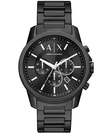 Мужские часы-хронограф с черным браслетом из нержавеющей стали, 44 мм Armani